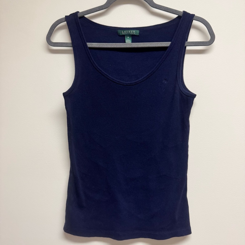 Ralph Lauren 100% Cotton Deep Blue Women's Tank Top EUC Size M